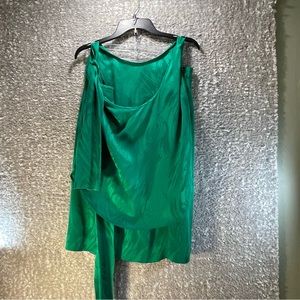 Levino Verna Blouse Skirt 2 Pc Set Vintage 80s Silk Green Size Medium 8